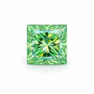 Green Moissanite: 6mm Princess Cut 1.235ctw