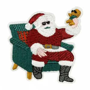Santa Claus Christmas Gifts Iron-On Embroidery Patches Christmas Embroidery Set (50-Piece Pack) Decorative Christmas Embroidery DIY Crafts Snowman & Reindeer Fabric Patches Phone Case, Jacket, Clothing & Hat Patches Canvas Bag Decorations