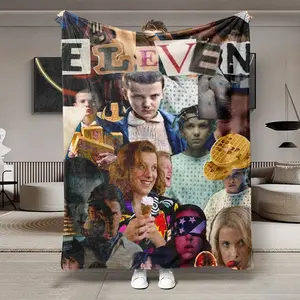 Stranger Things Eleven Theme Flannel Blanket, Soft Lightweight Warm Bed Sofa Office Camping Travel Gift, All Seasons Use