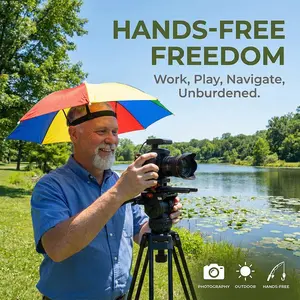 Colorful Umbrella Hat Design, High-Quality Sun Protection & Rainproof, Outdoor Umbrella, Ideal for Hiking, Camping, Cycling, Beach, Commuting