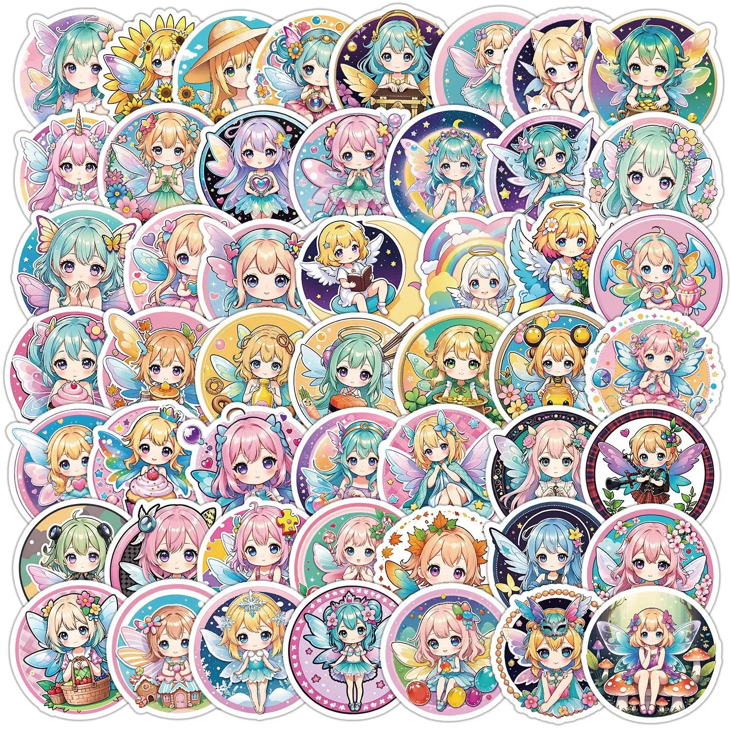Cute Angel & Elf Pattern Sticker, Self Adhesive Decorative Stickers, DIY Decals for Water Bottle, Laptop, Phone Case, Scrapbooking, Journal Making, Screen Protector