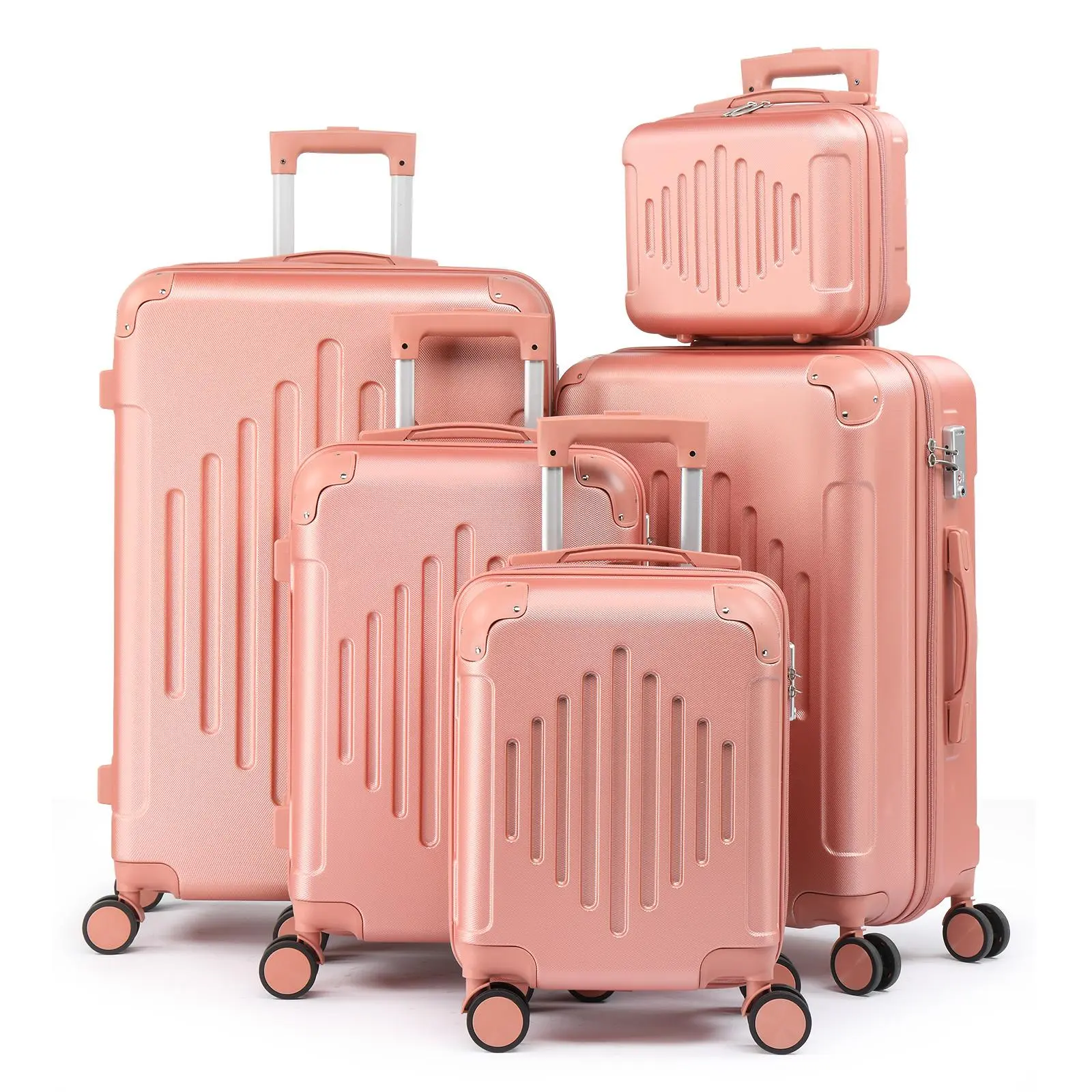 【Summervibes】Ubesgoo 5 Piece Luggage Set - Lightweight Hardshell ABS Suitcase with Spinner Wheels TSA Lock Business Style Carry On Travel