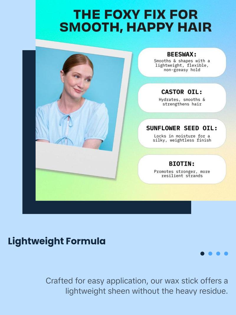 FoxyBae Bye Bye Flyaways Wax Stick – Hair Wax Stick for Slick Back, Edge Control & Flyaway Taming – Non-Greasy with Beeswax & Biotin – 2.5 fl oz