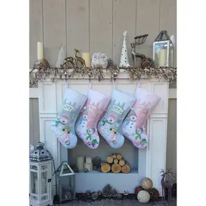 Children's Large Christmas Snowman Personalized stocking with Melting Ice Cuff