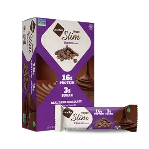 NuGo Slim Dark Chocolate Espresso, 16g Vegan Protein, 3g Sugar, 7g Fiber, Low Net Carb, Keto Friendly, Gluten Free, 12 Count