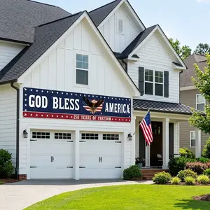 America 250th Anniversary Polyester Decorative Banner - 1776-2026 God Bless America Eagle Flag, 4th of July Patriotic Garden & Outdoor Banners for Festive Decor