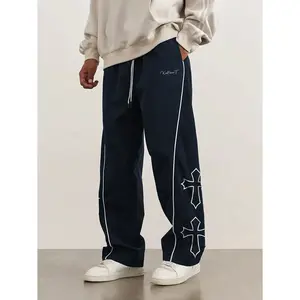 2025 Autumn/Winter straight-leg casual pants for both men and women, loose basic wide-leg sweatpants, drape polyester sport long pants.