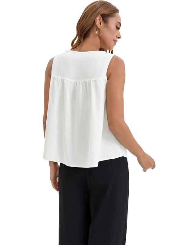 ATHLECHIC ONFERS Womens Babydoll Tank Top Summer Peplum Tops Sleeveless Crewneck Loose Fit Casual Flowy Shirts White
