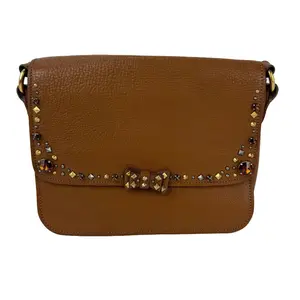 Pre-owned miu miu leather Crossbody Bags Madres Brown Crystals Crossbody Bag
