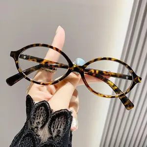 Y2K Retro Oval Frame Glasses Women Anti-Blue Light Reading Glasses Hyperopia Glasses Eyewear Prescription Glasses +1.0 to +4.0