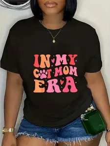 100% Cotton In My Cat Mom Era Cute Cat Mom T-Shirt