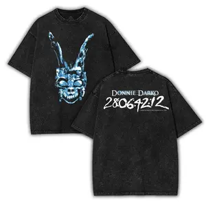 Donnie Darko Movie Shirt Double Printed Washed Tshirt 2 Sided Cotton unisex acid graphic tees game anime manga movie Menswear Casual graphic t-shirts clothing merch