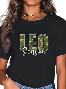 100% Cotton Leo Season Zodiac Birthday Camo T-Shirt