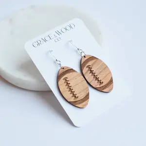 Engraved Football Cherry Earrings