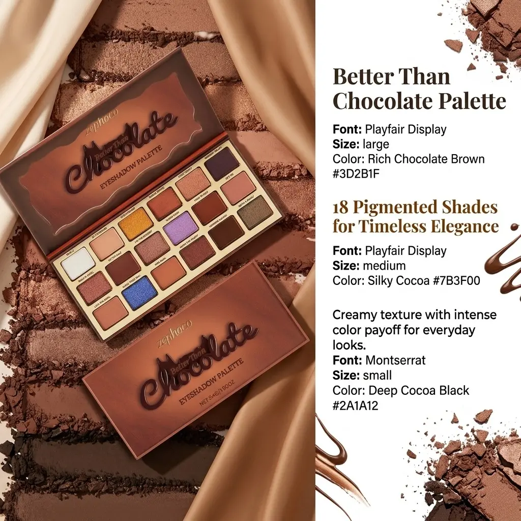 Chocolate-style eyeshadow palette, earth-toned highlighter, cool-toned, lightweight, pigmented, suitable for everyday and commuting