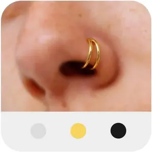Double Hoop Nose Ring - Silver Gold Diamond 316L Surgical Steel Cartilage Earring Helix Hoops 20g 18g 16g