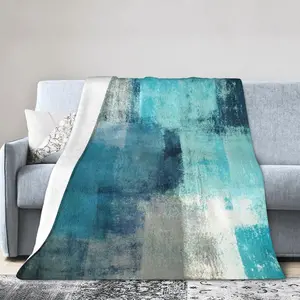 Teal Grey Turquoise Throw Blanket Soft Cozy Plush Warm Fleece Blanket for   Couch   80"X60"