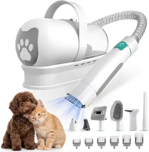 7-in-1 Pet Vacuum Shaver and Daily Grooming Station for Small Medium Dogs Cats, Electric Trimmer Set with 6 Styling Comb Attachments