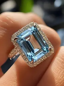 Women's Fashion Elegant Square Zircon Ring, Wedding Engagement Party Jewelry Gift, Stylish and Luxurious Accessory