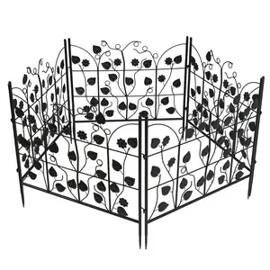 5pcs Rustproof Iron Decorative Fence, Black Home Improvement & Garden Supply, Dog Barrier & Flower Bed Border for Plant Protection