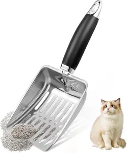 Stainless Steel  Litter Scoop,Metal  Litter Scoop,Kitty Metal Scooper,Sturdy Mesh Scooper,Suitabla  Scooper for  Litter Box(Sliver)