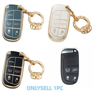 Car Key Fob Cover Key Fob Shell With keychain, Soft TPU Car Key Protector Case For Jeep For Chrysler 200 300 For Dodge For RAM For Challenger Smart Key Exquisite high-end keybag suitable for both men and women Car Key Accessory Car Accessories