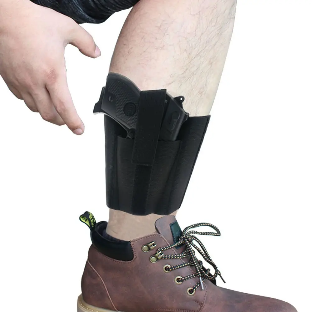Ankle Holster with Padding for Concealed Carry with Elastic Secure Strap Pistol Concealment for Women Men Fits for Small to Medium Frame Pistols and Revolvor, Black