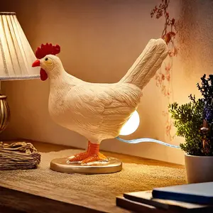 Night light resin simulation of a white laying hen decoration, a unique and novel bedroom home decor night light