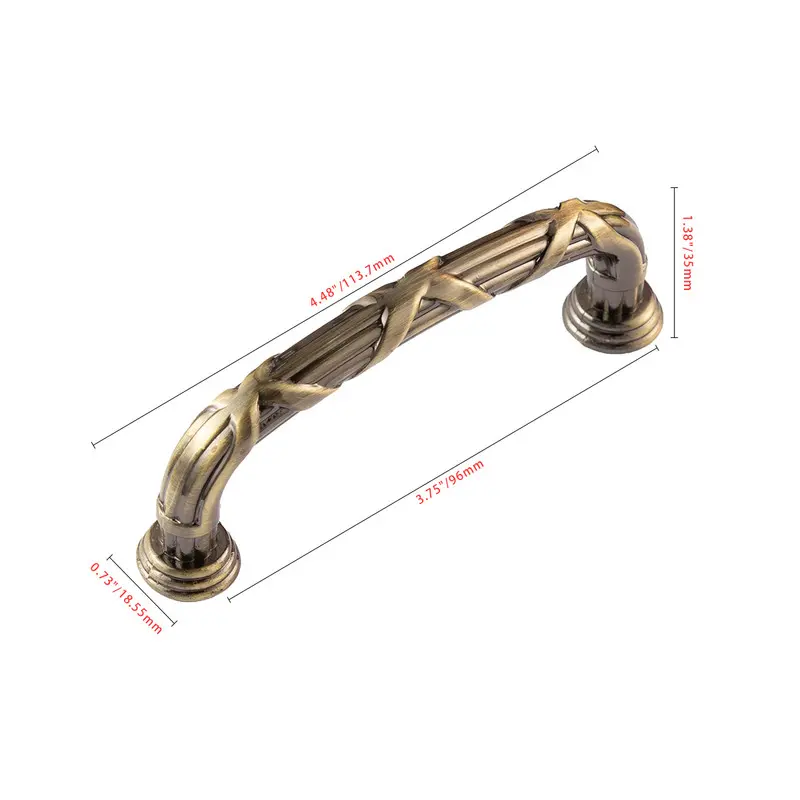 HW443AB Antique Brass Cabinet Pull - 3.75 in. Center to Center, 3.74"l x 0.73"d x 1.38"h, Adds Style and Functionality for Bath, Eclectic Decor, Transitional Decor - Pack of 25