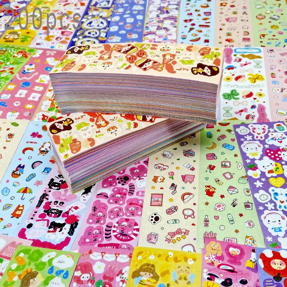 Cute Cartoon Sticker, 200pcs/set DIY Decorative Sticker, Decorative Sticker for Phone Case, Journal, Diary, Scrapbook, Gift Wrapping