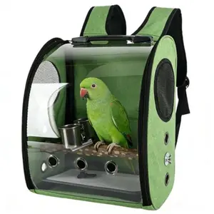 Parrot Carrier Backpack Bird Carrier Back Pack with Standing Perches Bird Carry Travel Cage for Cockatiel Parakeet Travel Cage with Bowls And Perch Breathable Birds Outdoor Bag for Parrot