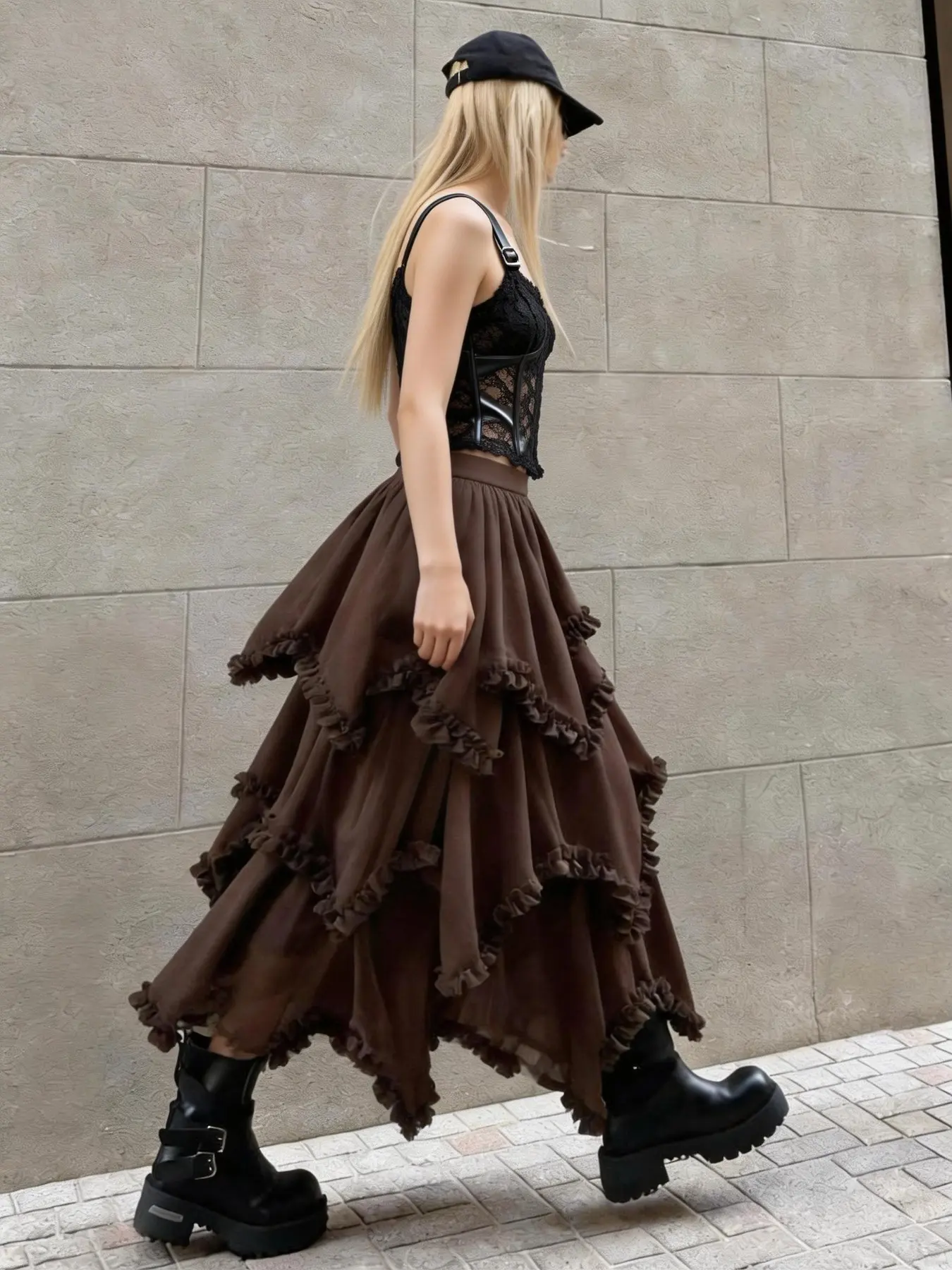 Women's Mesh Skirt Layered Cake Design Irregular Hem Non-Sheer Elastic Waist Casual Daily Wear