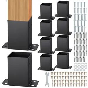 10 Pack 4x4 Post Base Brackets - Heavy Duty Wood Post Anchors For Fence Posts, Outdoor Use, Weather Resistant Steel Reinforced Support, Easy Install, Secure Ground Connection, Durable Construction And Long Lasting Performance