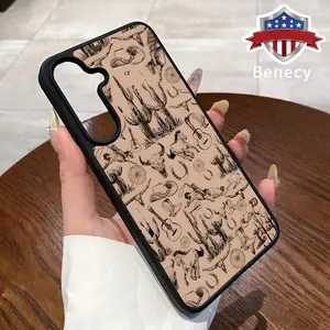 Magnetic Phone Case Supports Wireless Charging Compatible with Galaxy S23 Ultra S24 Plus FE S25 S22+ Ancient Rock Pattern Non-Yellowing Shockproof Soft Silicone Transparent Acrylic Cover