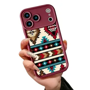 Trendy Western Aztec Tribal Pattern Phone Case for iPhone 17 16 15 14 Pro Max 13 12 11 XR XS Plus Air | Slim Shockproof Anti Scratch TPU Protective Cover | Retro Tribal Phone Accessory