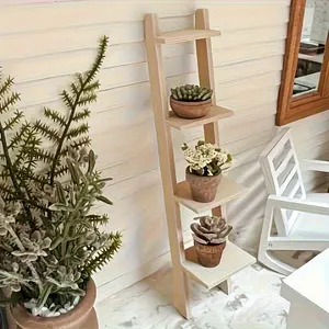 1:12 scale miniature inclined ladder stand, suitable for dollhouses, vintage-style mini ladder for organizing, fairy garden decoration, and miniature model display cabinets, dollhouse accessories