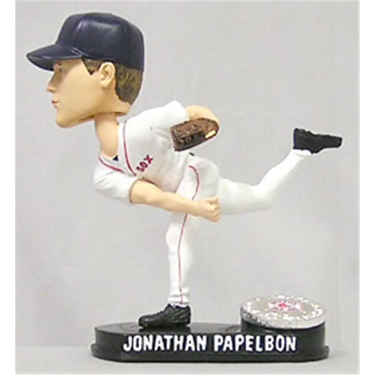 Boston Red Sox Jonathan Papelbon Team Logo Blatinum Baseball Bobblehead, Limited Edition (Hand Numbered, 2007 Pieces Per Player), 8" Tall, Black Base, Forever Collectibles Sports Collectible Accessory