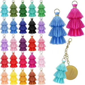 100 Pieces Mini Tassels for Craft Jewelry - Colorful DIY Keychain Summer Tassels with Jump Ring for Earring Bag Charm Pendant Bookmark