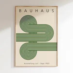 Green Mid Century Bauhaus Poster, Bauhaus Ausstellung Art Print, Geometric Poster, Minimal Bauhaus Wall Art, Geometric Wall Art