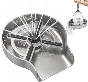 Glass Rinser for Kitchen Sink, Stainless Steel Baby Bottle Washer Kitchen Sink Accessories, Automatic Flushing Metal Cup Washer