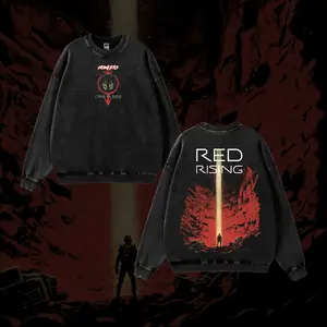 Red Rising Booktok Howler Inspried. Washed Hoodie - Sweatshirt, Rise for Mars Design, Dystopian Sci-Fi Fan Apparel, Unisex Booktok Gift