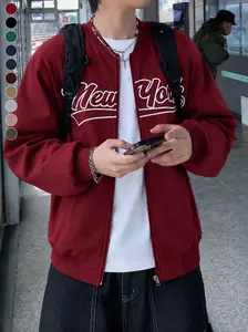 Men's casual jacket with letter print, stylish campus baseball uniform, suitable for couples' casual wear and versatile clothing, ideal choice for daily use and outdoor activities Long Sleeve Tops