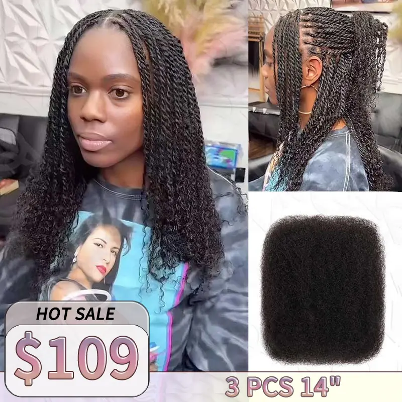 QVR Hair Afro Kinky Bulk Human Hair for Braiding Dreadlock Hair 10-22 Inches Natural Black 3 Packs Curly Big Summer Deals TikTokShopBlackFriday#Summervibes