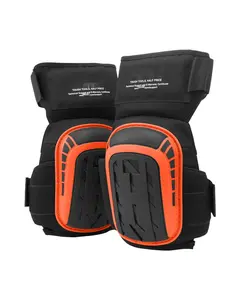 Knee Pads for Work and Construction, Extended Heavy Duty Knee Pads with Dual Extension Straps, Anti-Slip Foam Gel Cushions, for Men and Women, Versatile Use in Gardening, Flooring, Roofing, Cleaning, Black and Orange