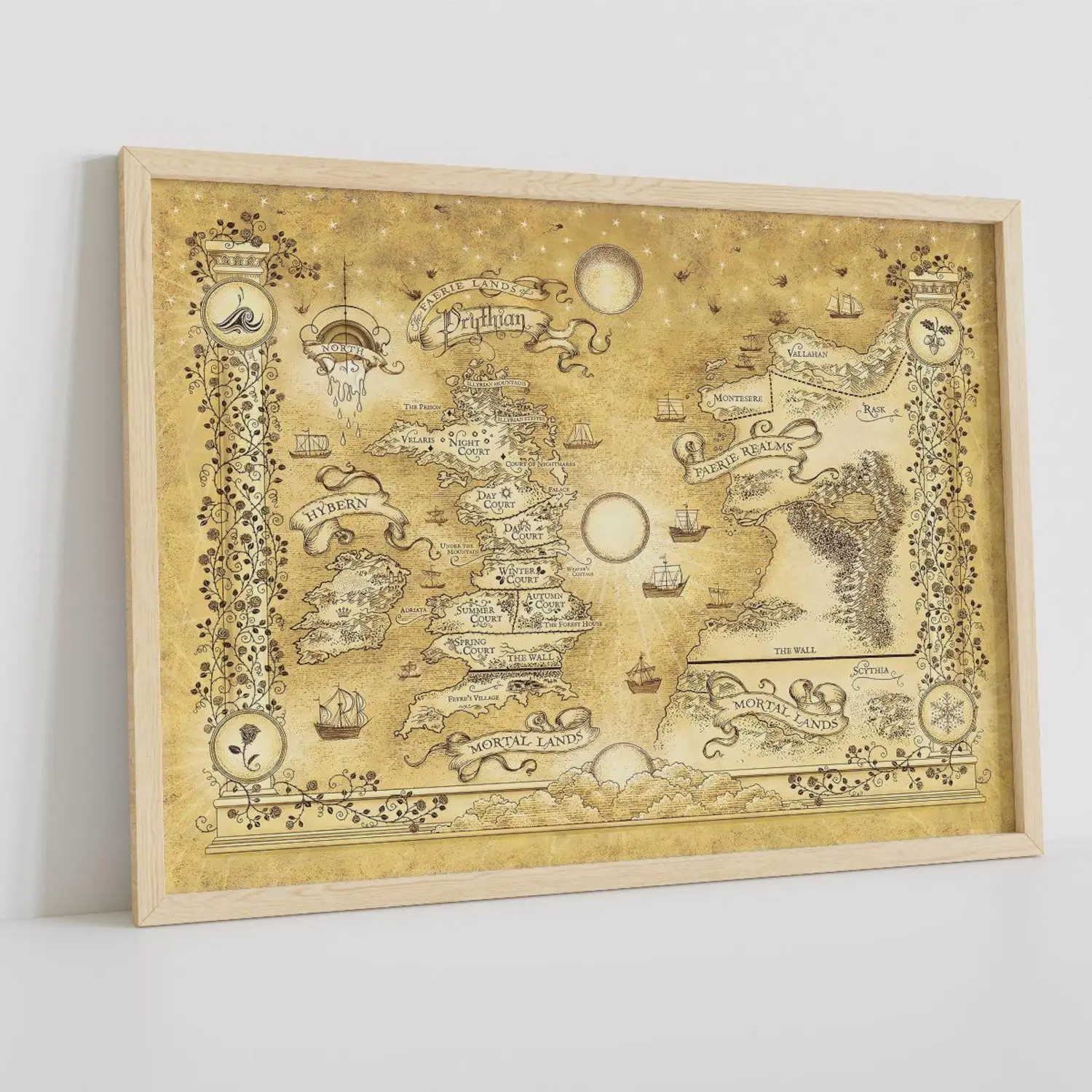 Fantasy Acotar World Map Poster, Court of Thorns and Roses series, High quality map, A Gift Idea, Home Wall Decor