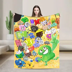 BFDI Inanimate Insanity All Characters Blanket Ultra Soft Flannel Cozy Warm Durable Bedroom Couch Sofa Bedding Picnic Throw Bedspread Cover Decor Funny Birthday Gift Christmas Gift for Cartoon Fans Kids Teens Men Women