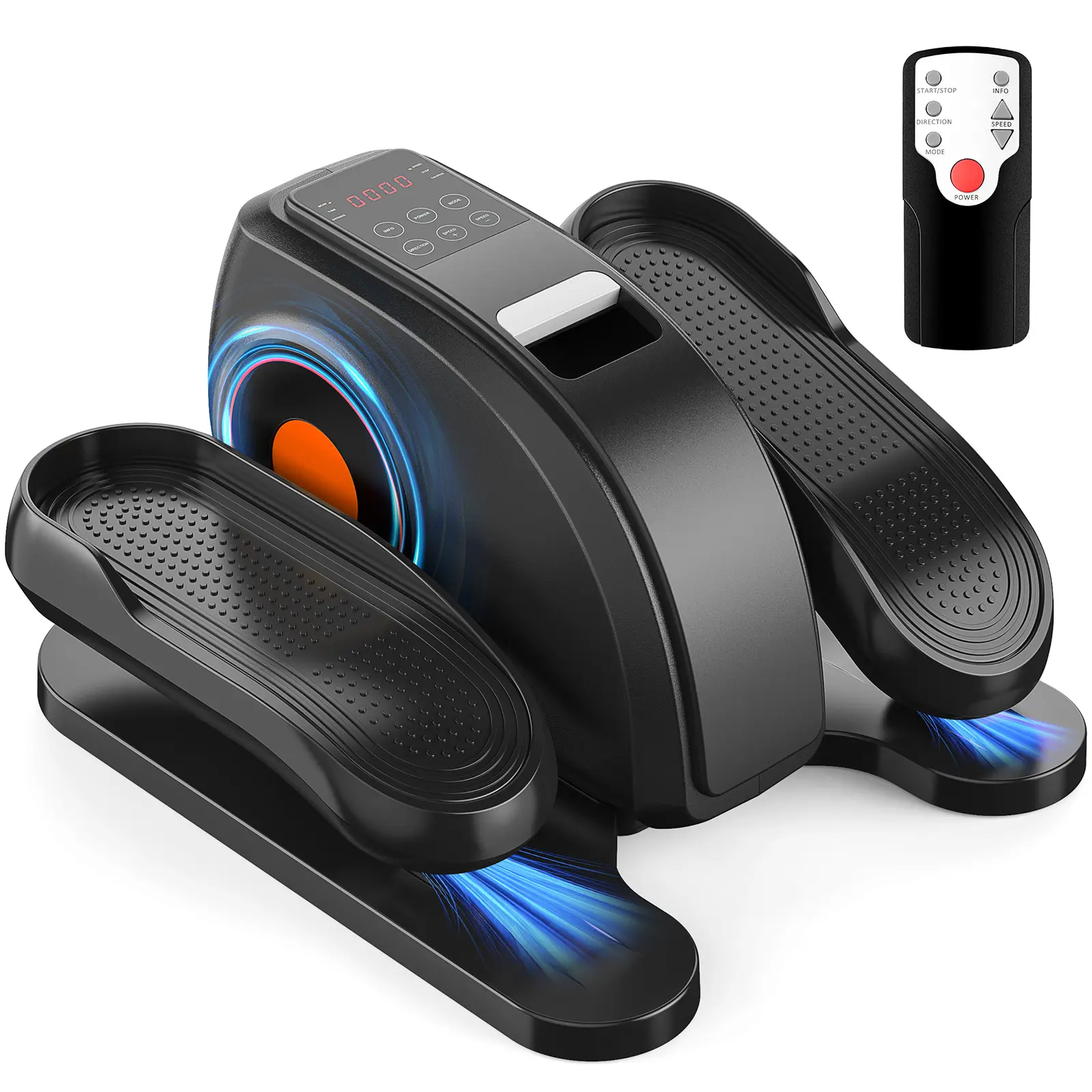 Under Desk Elliptical with Auto/Manual Modes – 12 Speed Levels, Forward & Reverse Pedals – Silent Low Impact Exercise Machine, LCD Display & Remote