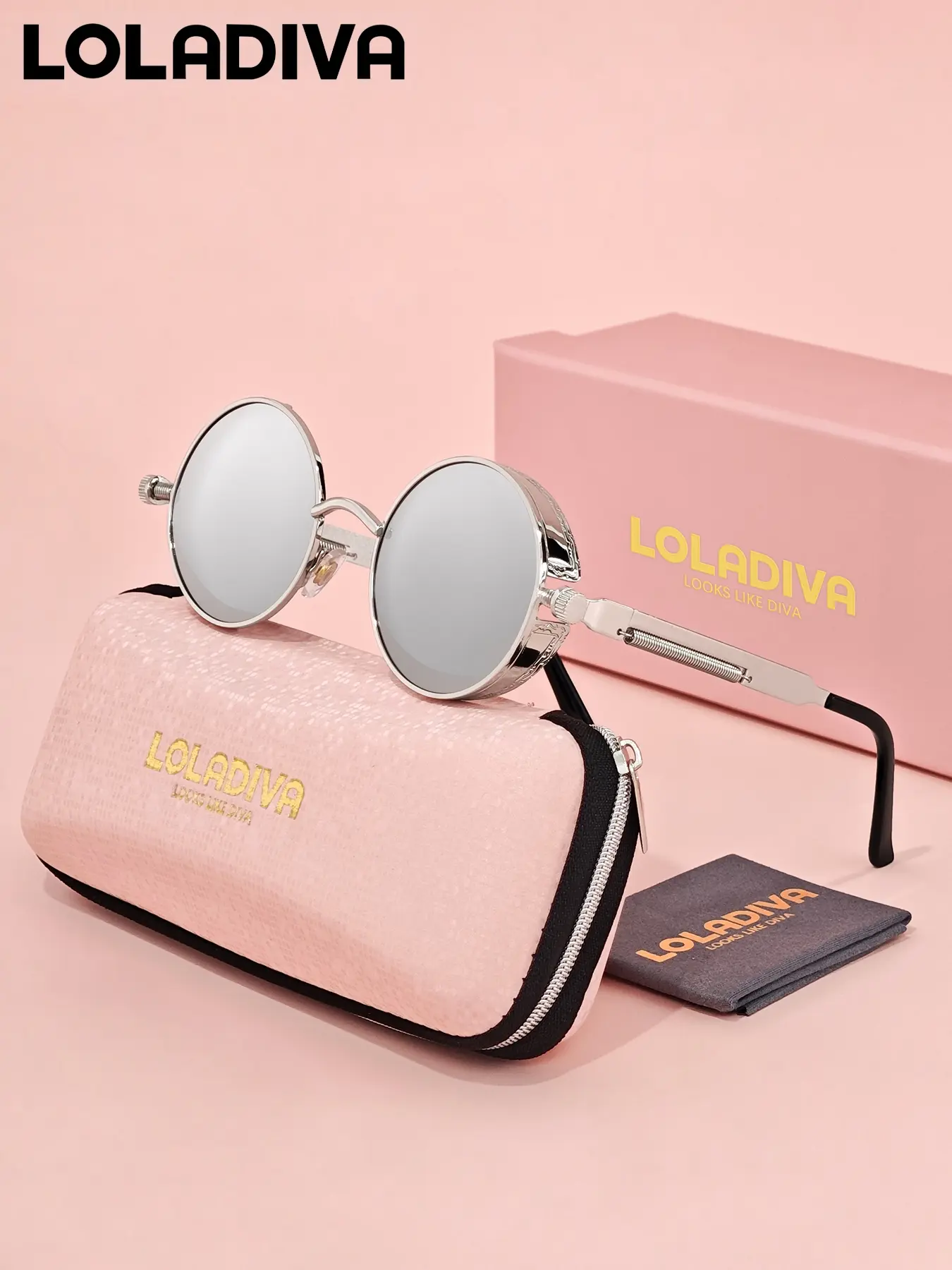 1 Pair LolaDiva Unisex Full Frame Round Frame Sun Protective High Quality Sunglasses, Exceptional quality UV400