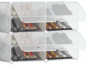 Shoe Racks Organizers Shelves, Floor-Standing, Wall Hanging, Sturdy and extendable. Easy DIY Assembly, for Door Entrance, Closet, and Workplace (2x4Grid)