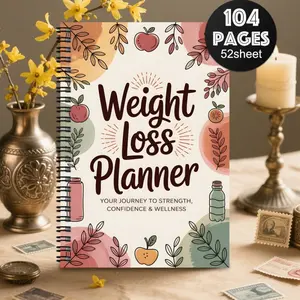 1. An aesthetic weight loss diary spiral notebook, a diet and fitness meal plan for health improvement, a men's and women's weight loss exercise tracker, daily exercise storage, fruit leaf designed health tracker